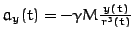 $ a_y(t) = - \gamma M\frac{y(t)}{r^3(t)}$